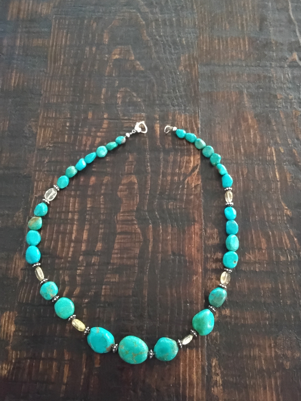 Turquoise Bead Necklace - Blue Green Stone Strand